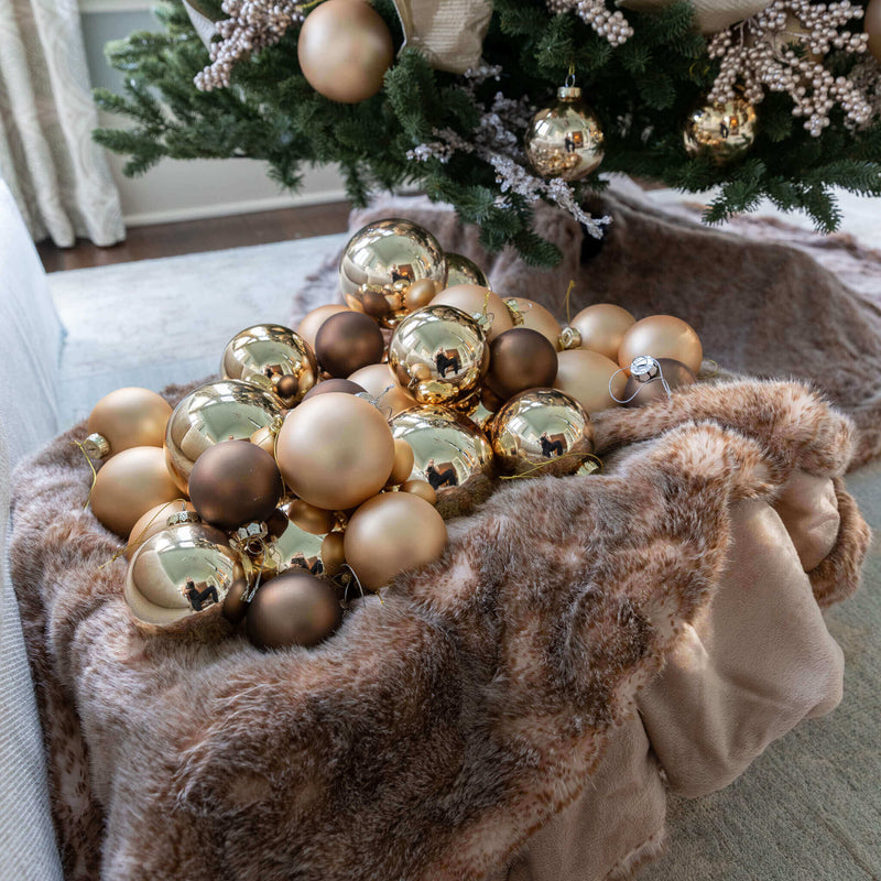 Conjunto de Bolas Natalinas Douradas em Vidro (24 Peças)