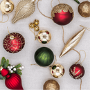 Kit de Bolas Natalinas em Vidro Vermelho e Verde (15 Peças)